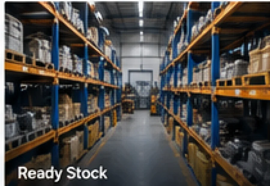 Warehouse shelves with ready stock